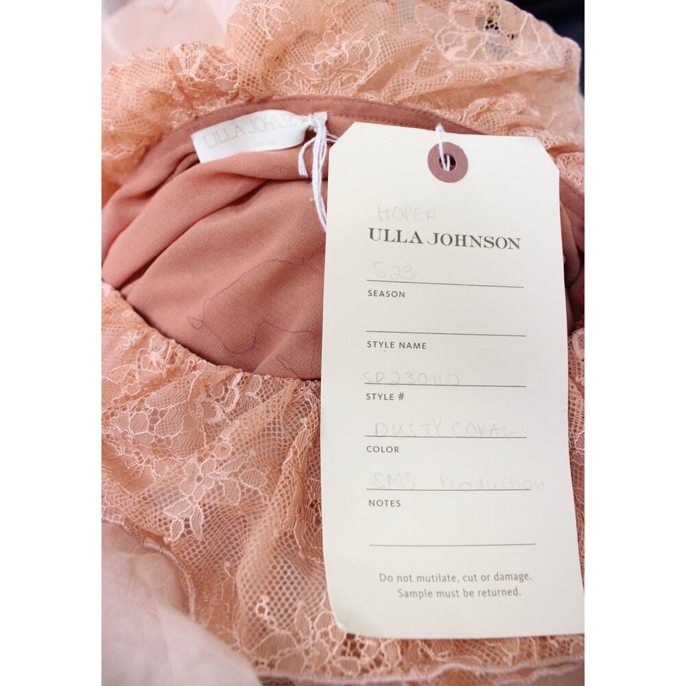 Ulla Johnson Leonie Coral Asymmetrical Lace Tiered One Shoulder Mini Dress Sz 4 - Picture 6 of 6